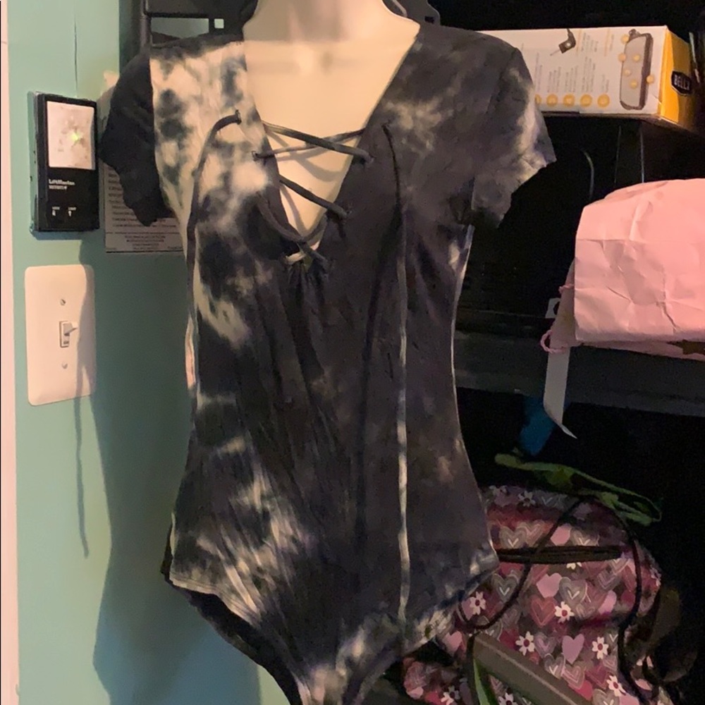 Tie-dye lace up bodysuit